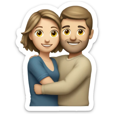 light brunette caucasian couple hugging  sticker