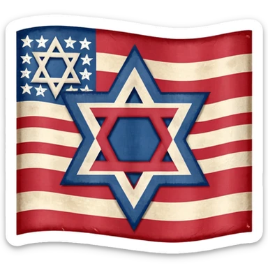 United States flag with a swastika symbol and star of david symbol on the flag sticker