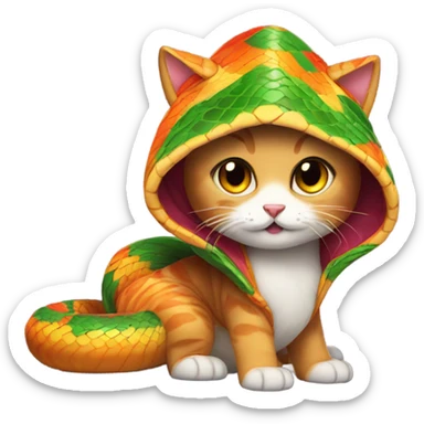 cute cat in a cute snake costume sticker