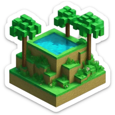 isometric-3d-lagoon-minecraft-landscape-cube sticker