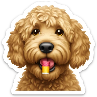 Golden doodle dog smoking a cigarette  sticker