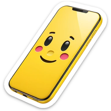 mobile phone emoji, modern smartphone, bright yellow sticker