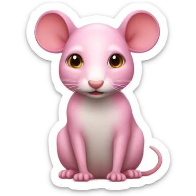 ratita de color rosa con los ojitos cerrado sticker