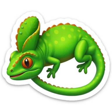 green chameleon looking at me, make it look like an emoji and standalone, with no branch sticker