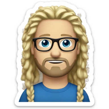 White man blonde dreadlocks blue eyes moustache glasses and goatee beard sticker