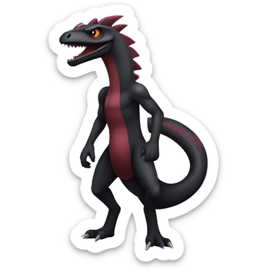 cool edgy black and maroon Dark-type nargacuga Salazzle  Salandite Pokémon full body sticker