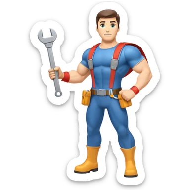 HVAC repairman superhero action figure sticker