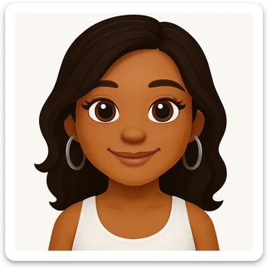 turn the second man in emoji style of the 1st image, match the facial features and match dressing style of the 2nd image, she is wearing white tank top lose sticker