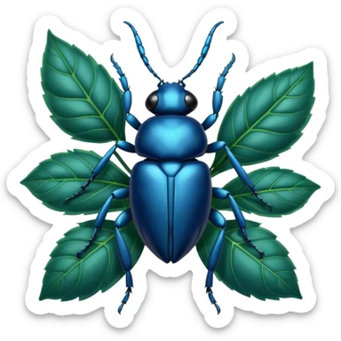 a blue beetle on leaf sticker