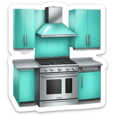 Realistic tiffany blue and silver diamond glitter oven with stove top. sticker