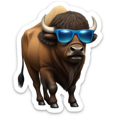 Full body American bison wearing sunglasses sticker