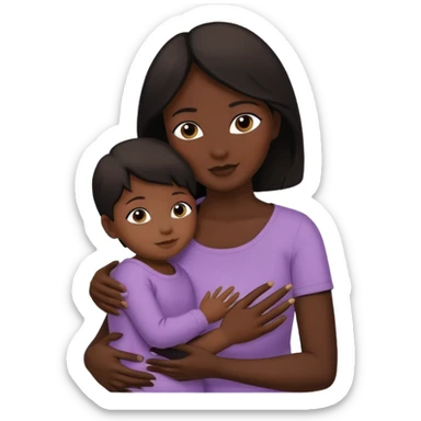 mother and child silhouettes embraced by hands sticker