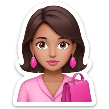 chica morena con cosas rosas sticker