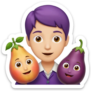 Weird emoji with eggplant and peaches sticker