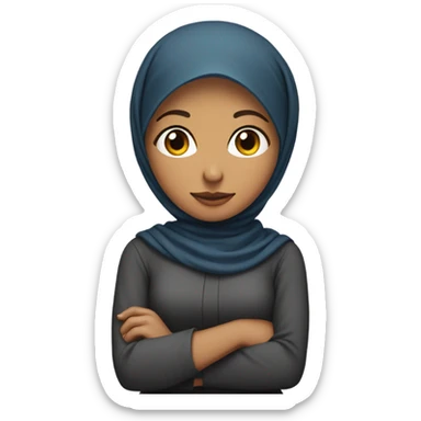 half body of a career woman wearing a hijab with her arms crossed over her chest sticker
