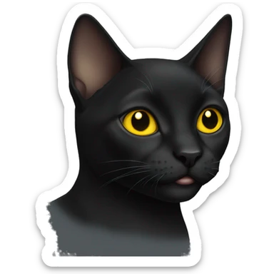 Black short Haie cat with yellow eyes sticker