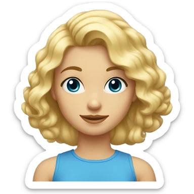 Fille blonde aux cheveux ondulés, yeux bleus sticker
