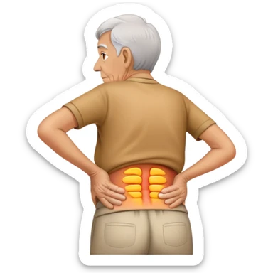 elderly person holding their lower back in pain sticker