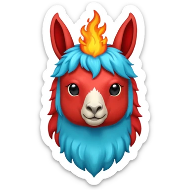 Hazme el corazón rojo y con fuego y que la llama sea azul verdoso sticker