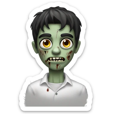 teen boy zombie with dark hair and white shirt sticker