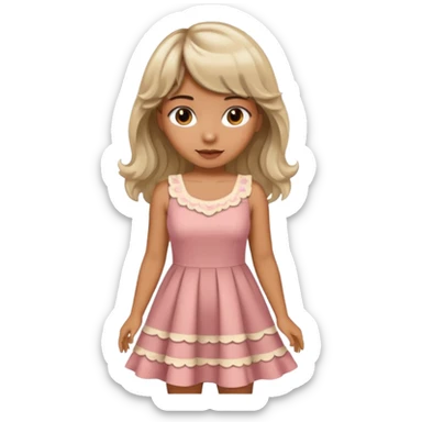 latina lady in a cute dress with bleached and brown wavy hair with bangs sticker