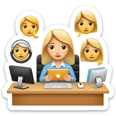 oficina amplia con varias personas en sus escritorios sticker