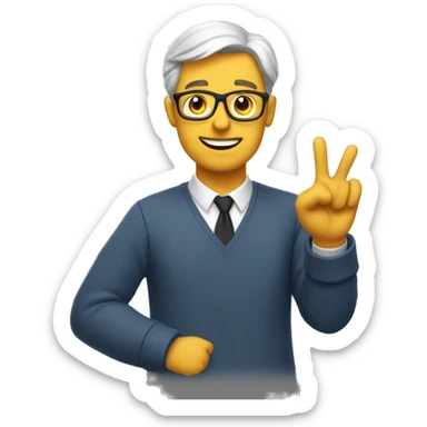 the teacher makes a "very good" gesture
 sticker