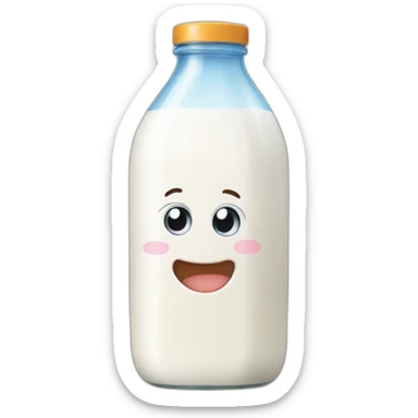 A cute face bottle of milk sticker