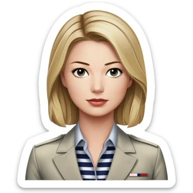 Emily VanCamp is sharon carter in captain america civil war, wear striped shirt unbuttoned suit sticker