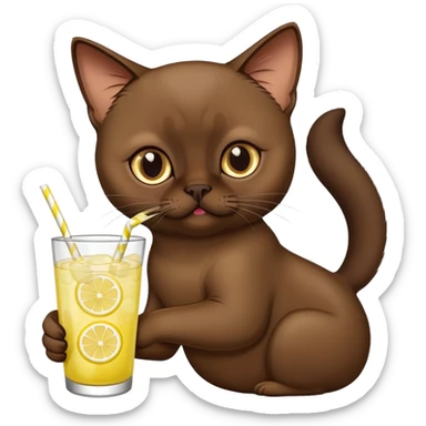 Dark brown Burmese cat with lemonade  sticker
