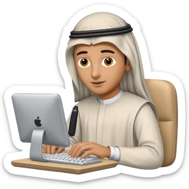 arab typing on computer sticker