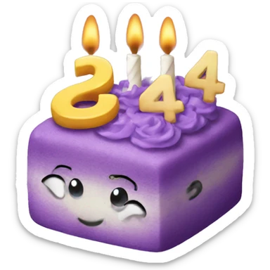 Purple Colored bento birthday with frosting written on the cake the number 24 sticker