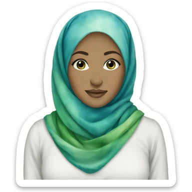 Blue and green Watercolor hijab sticker