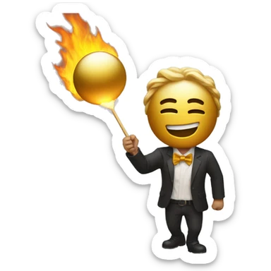 Two guys hitting gold balls ok that are on fire sticker