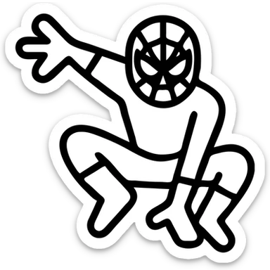 Spider Man in action pose, reduced to icon form, clear silhouette sticker