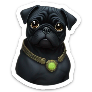 A cyberpunk black pug in Art Nouveau style during 1910 sticker