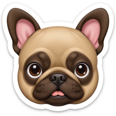 Dark Brown (pug crossed with french bulldog) dog I'd like a 3D emoji sticker