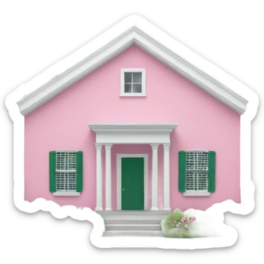 Pink Bermuda house with white roof and green shutters sticker
