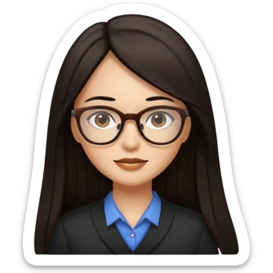 Cabelo preto liso olhos castanho cor da pele parda óculos mulher cabelos compridos sticker