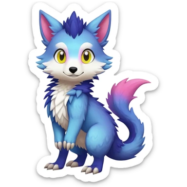  Colorful Kawaii Sergal-Trico FurSona Fakemon Full Body sticker
