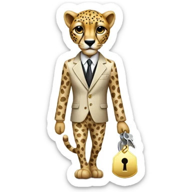 cheetah in a classic suit With keys sticker