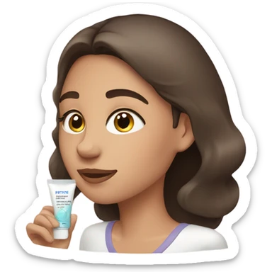 Brunette girl applying skincare   sticker