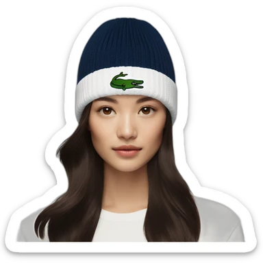 Brunette lacoste beanie with lacoste sticker