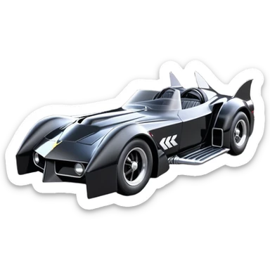  aerodynamic dark rc futuristic concept Catwoman Batgirlmobile loosely based on 1977 Mustang roadster racing (flat long straight faceted mechanical body) winged stealthy street hot rod  sticker