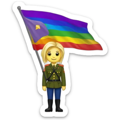 marine lepen avec un drapeau lgbt sticker
