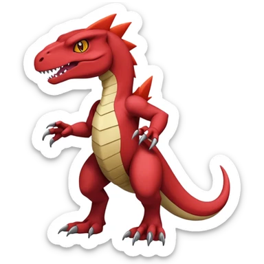  Cool Edgy Maroon Guilmon-Charmeleon-Digimon-Fakemon-Velociraptor full body sticker