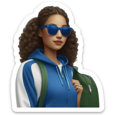Lacoste bag girl with black lacoste hoodie e and blue oakley sportive sunglass  sticker