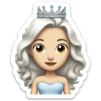 PRINCESS WHITE SKIN, STRAIGHT DARK HAIR, WITH PRINCESS CROWN, WITH PRINCESS DRESS sticker