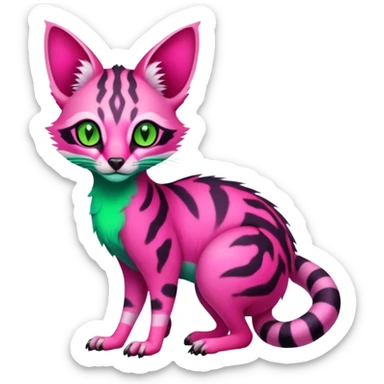 Exotic randomly colored colorful light cute lush neon-colored brightly colored Fakémon-Fionbri-Vernid-Genet-creature with markings (full body) sticker