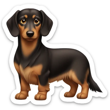 brown long hair mini daschund with half german shepherd half huskie sticker